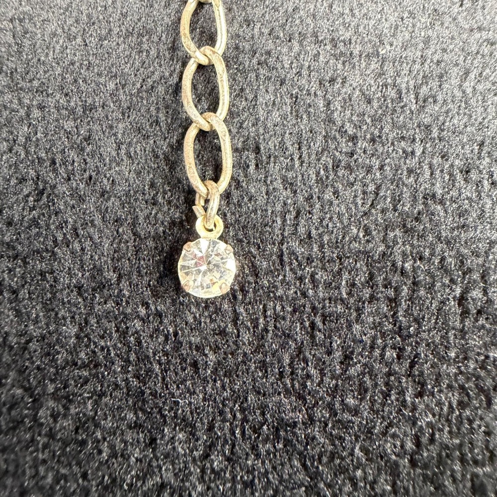 Vtg Black Clear Rhinestone Floral Silver Chocker Necklace Whimsygoth 90s Y2K - Picture 5 of 9